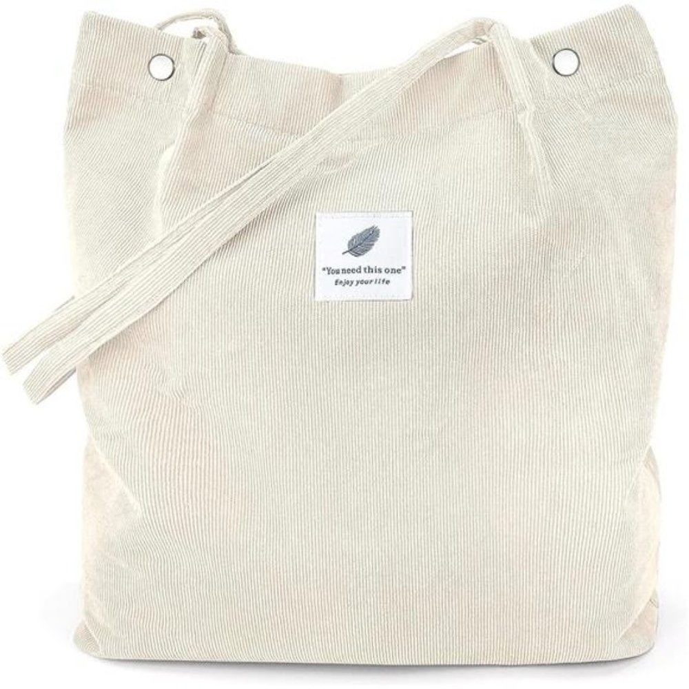 Tote Corduroy Bag Women's Shoulder Purses for Office School Shopping Travel